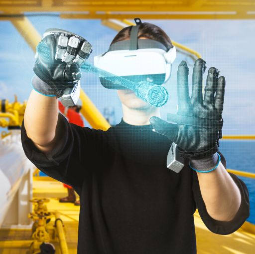 VR Training Illustration with senseglove nova haptic glove
